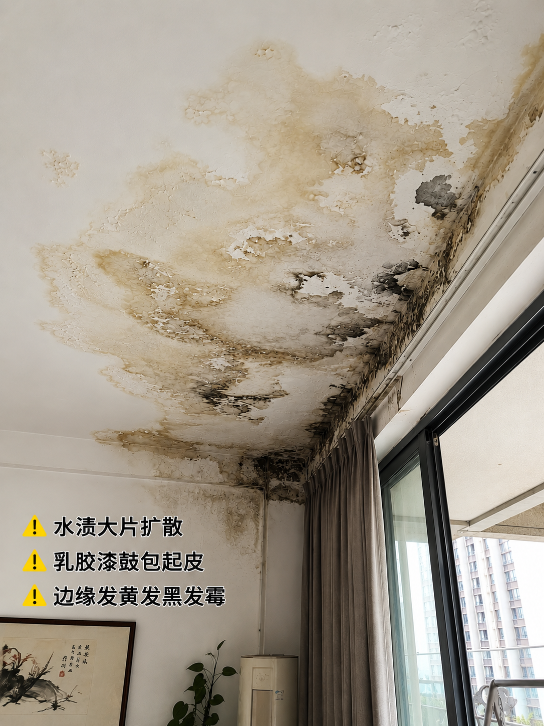 苏州金鸡湖花园屋顶漏水维修前实拍